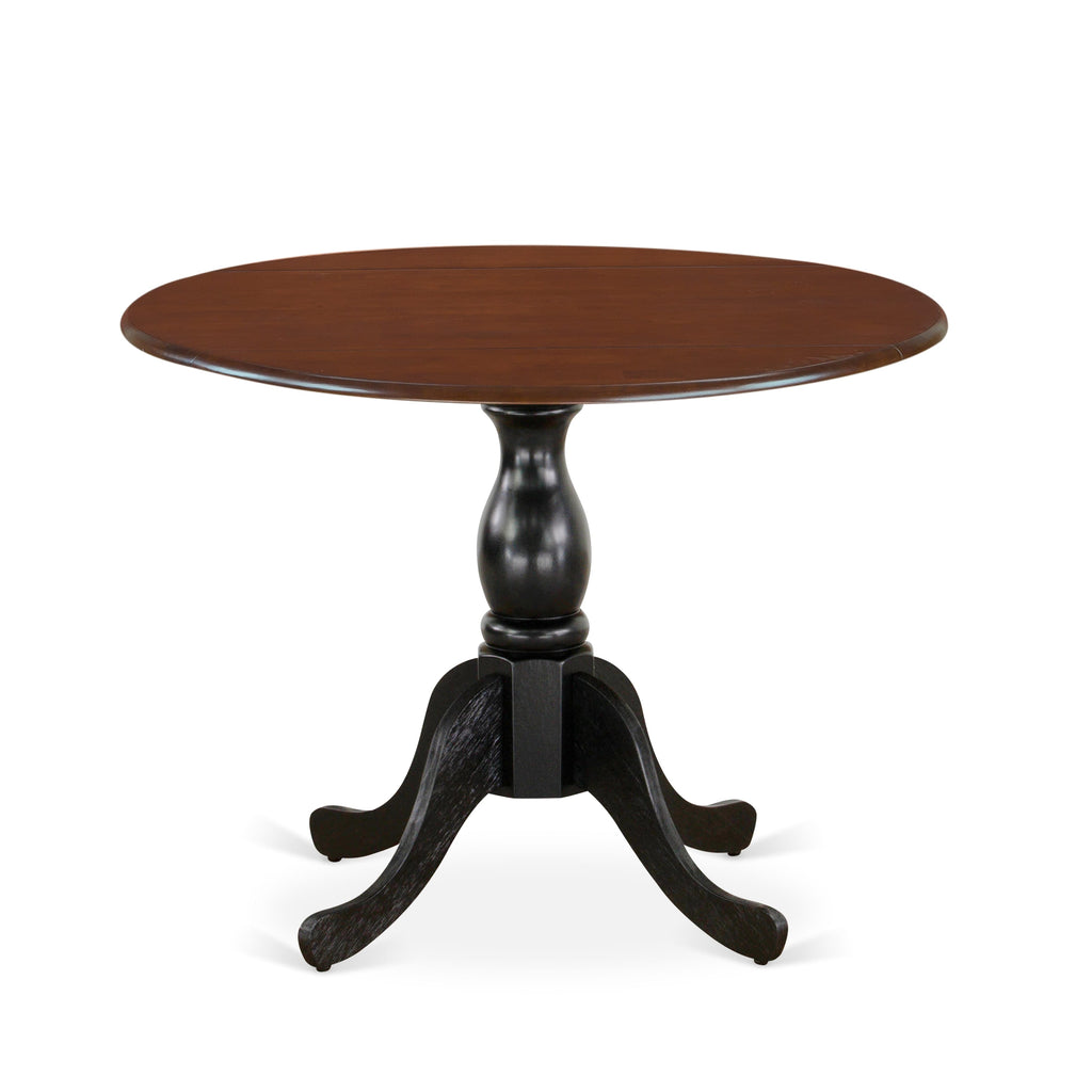 East West Furniture DST-MBK-TP Dublin Kitchen Dining Table - a Round Wooden Table Top with Dropleaf & Pedestal Base, 42x42 Inch, Mahogany & Black