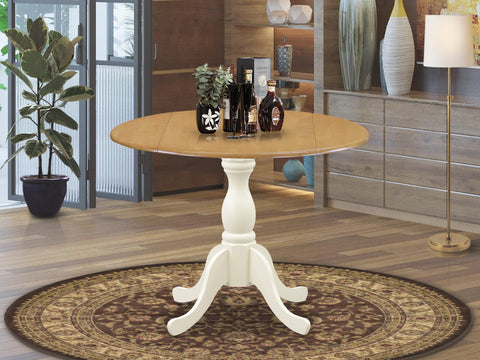 East West Furniture DST-OLW-TP Dublin Kitchen Table - a Round Dining Table Top with Dropleaf & Pedestal Base, 42x42 Inch, Multi-Color