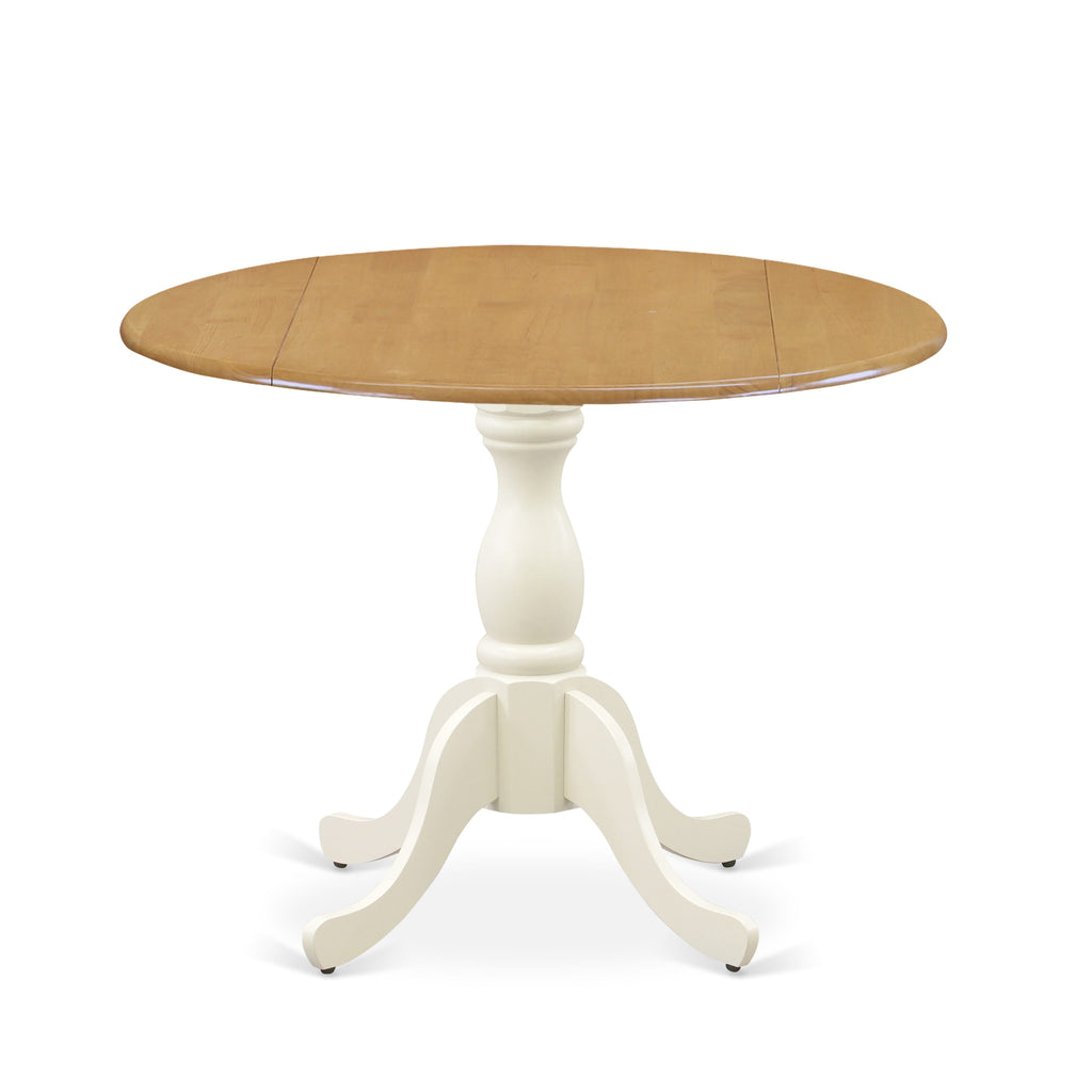 East West Furniture DST-OLW-TP Dublin Kitchen Table - a Round Dining Table Top with Dropleaf & Pedestal Base, 42x42 Inch, Multi-Color
