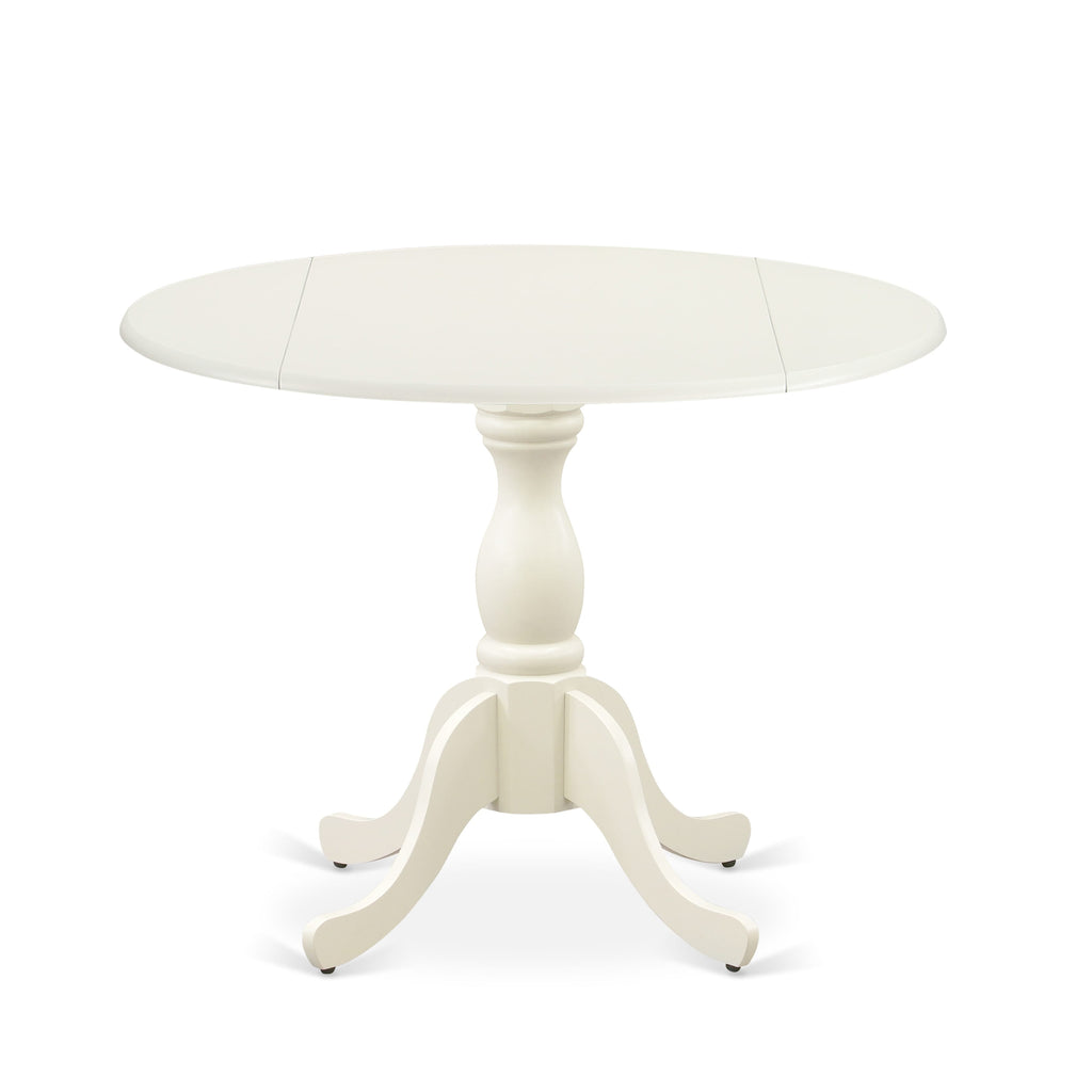 East West Furniture DST-WHI-TP Dublin Dining Room Table - a Round kitchen Table Top with Dropleaf & Pedestal Base, 42x42 Inch, Multi-Color