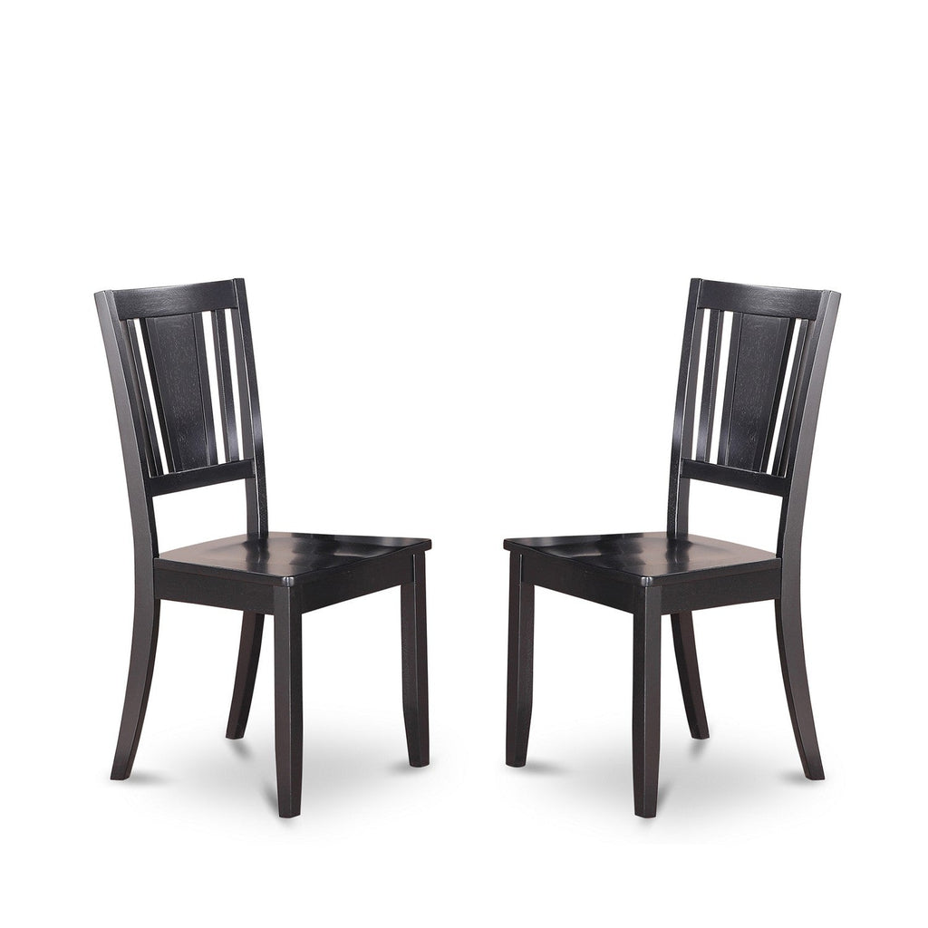 East West Furniture DUC-BLK-W Dudley Dining Room Chairs - Slat Back Solid Wood Seat Chairs, Set of 2, Black
