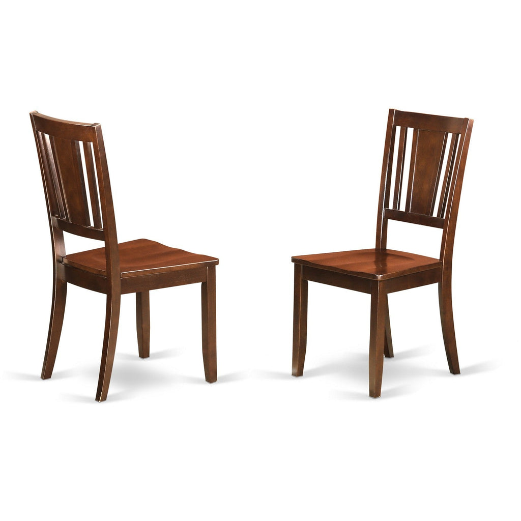 East West Furniture DUC-MAH-W Dudley Dining Room Chairs - Slat Back Wood Seat Chairs, Set of 2, Mahogany