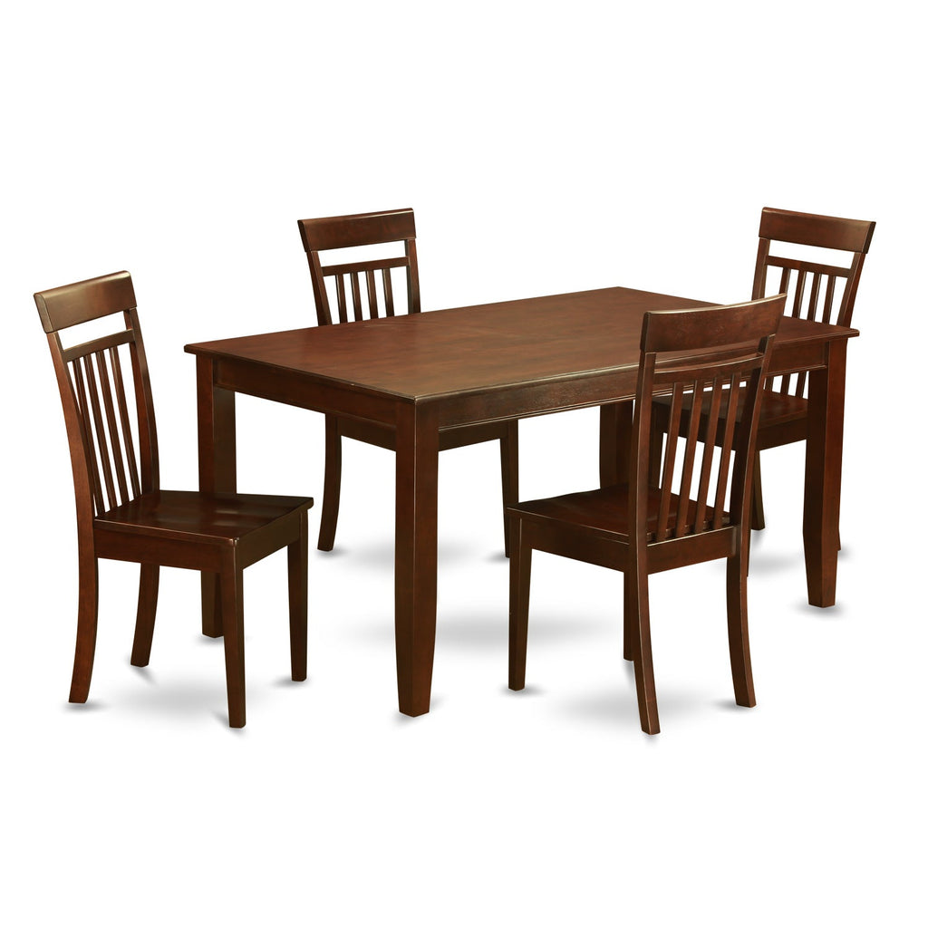 East West Furniture DUCA5-MAH-W 5 Piece Dining Room Furniture Set Includes a Rectangle Kitchen Table and 4 Dining Chairs, 36x60 Inch, Mahogany