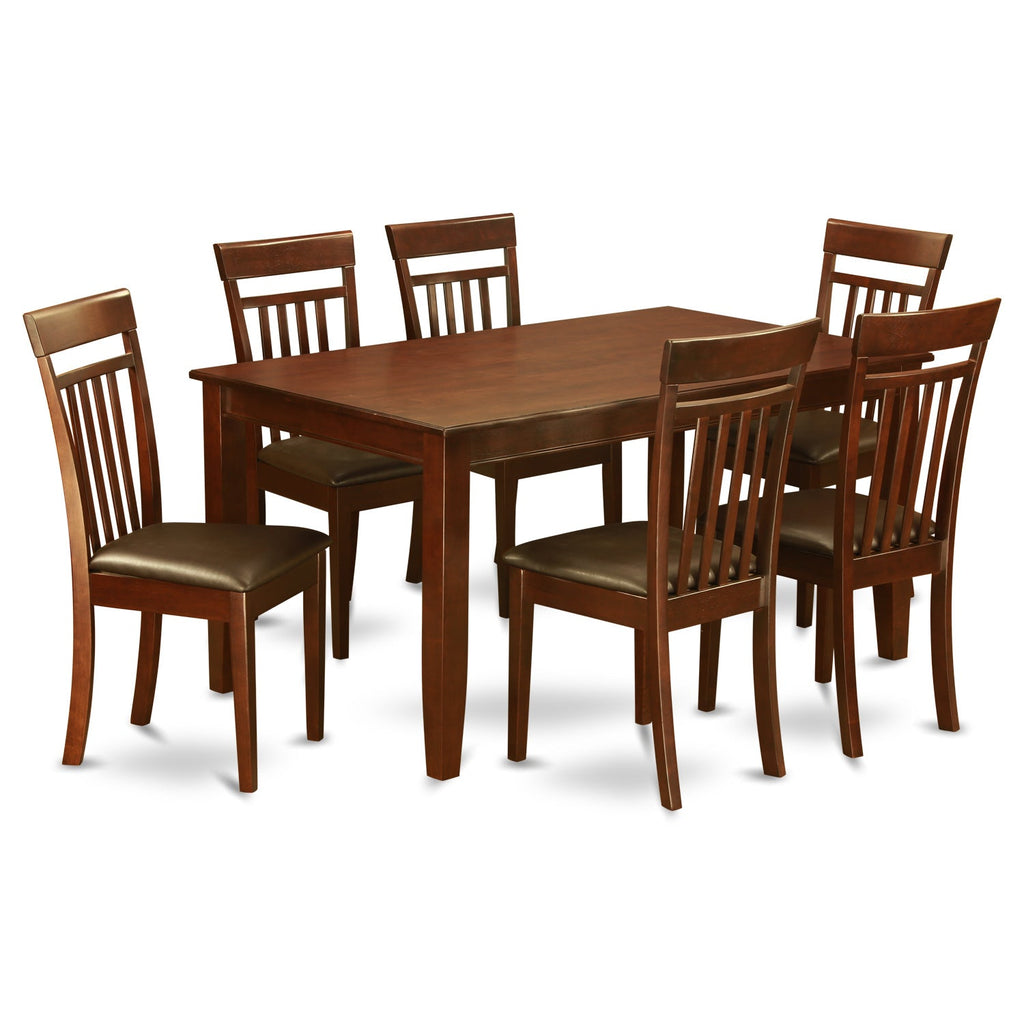 East West Furniture DUCA7-MAH-LC 7 Piece Dining Set Consist of a Rectangle Dining Room Table and 6 Faux Leather Upholstered Kitchen Chairs, 36x60 Inch, Mahogany