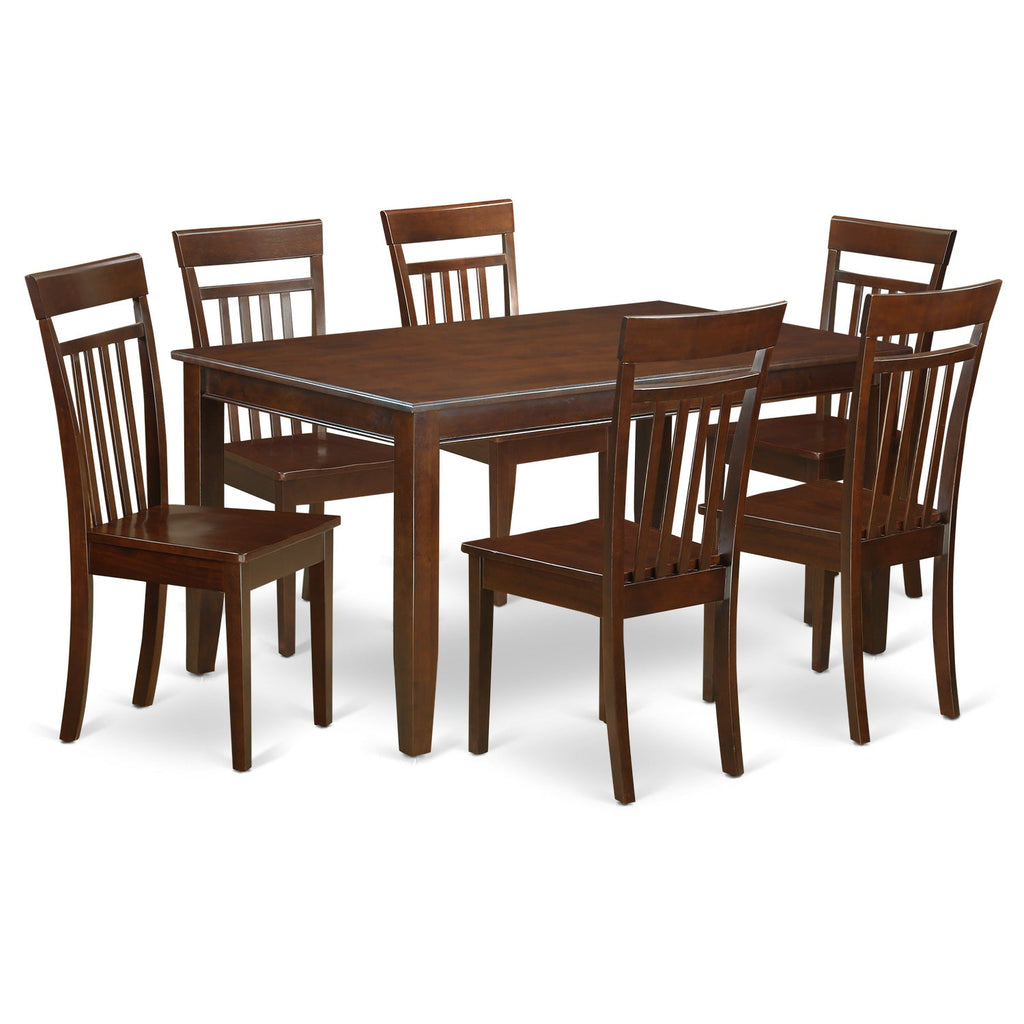 East West Furniture DUCA7-MAH-W 7 Piece Dining Set Consist of a Rectangle Solid Wood Table and 6 Kitchen Room Chairs, 36x60 Inch, Mahogany