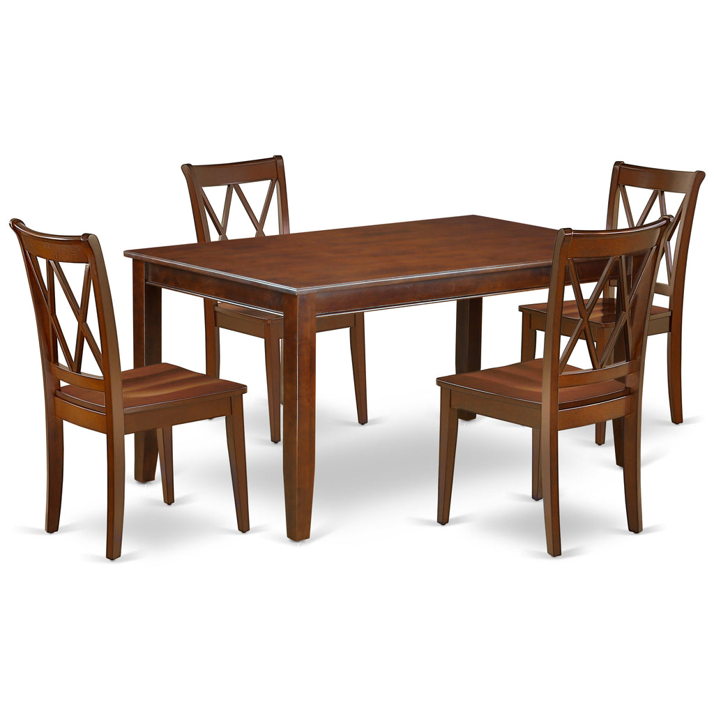 East West Furniture DUCL5-MAH-W 5 Piece Dining Room Furniture Set Includes a Rectangle Kitchen Table and 4 Dining Chairs, 36x60 Inch, Mahogany