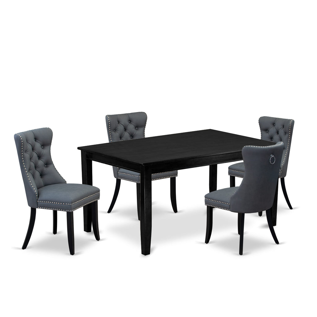 East West Furniture DUDA5-BLK-13 5 Piece Dining Set Contains a Rectangle Kitchen Table and 4 Upholstered Parson Chairs, 36x60 Inch, Black