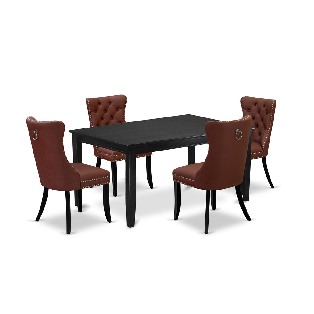 East West Furniture DUDA5-BLK-26 5 Piece Kitchen Table Set Contains a Rectangle Dining Table and 4 Upholstered Parson Chairs, 36x60 Inch, Black