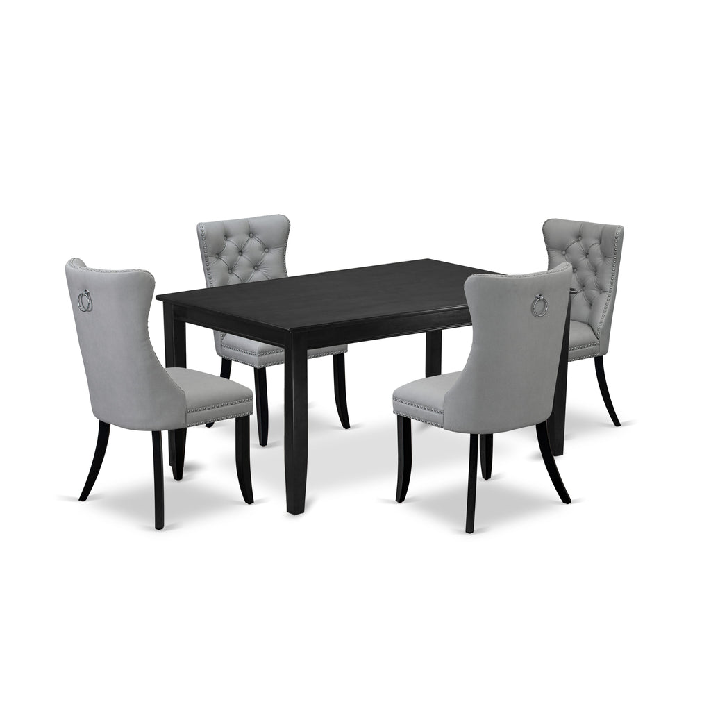 East West Furniture DUDA5-BLK-27 5 Piece Kitchen Table Set Contains a Rectangle Dining Table and 4 Padded Parson Chairs, 36x60 Inch, Black