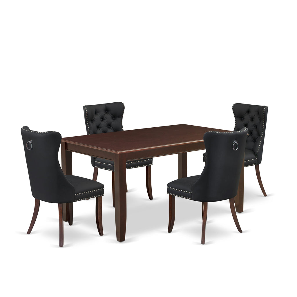 East West Furniture DUDA5-MAH-12 5 Piece Dining Table Set Includes a Rectangle Kitchen Table and 4 Upholstered Parson Chairs, 36x60 Inch, Mahogany