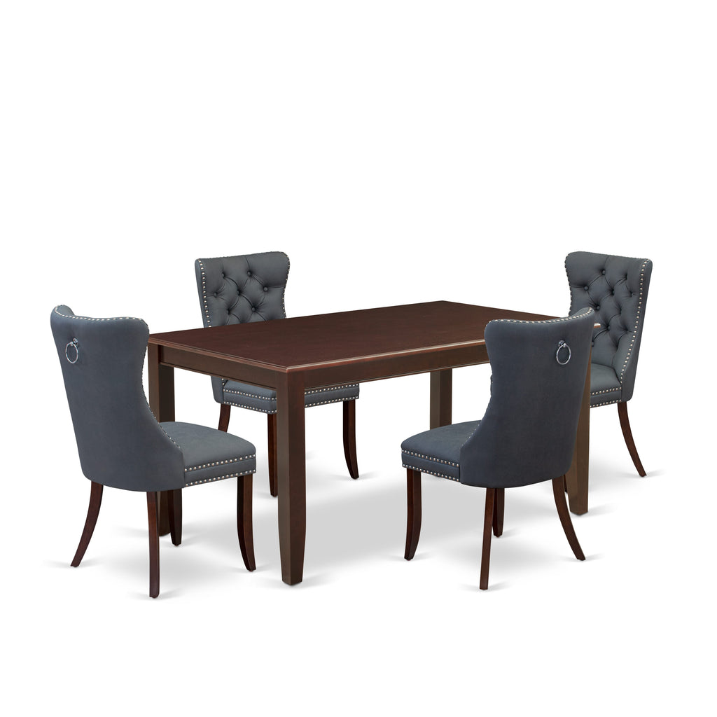 East West Furniture DUDA5-MAH-13 5 Piece Dining Set Consists of a Rectangle Kitchen Table and 4 Upholstered Parson Chairs, 36x60 Inch, Mahogany