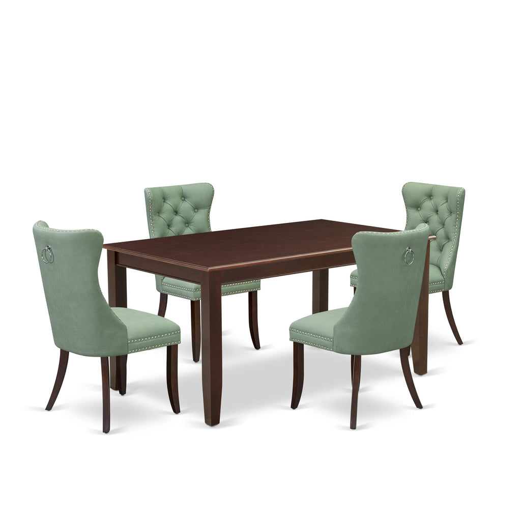 East West Furniture DUDA5-MAH-22 5 Piece Modern Dining Table Set Consists of a Rectangle Kitchen Table and 4 Parson Chairs, 36x60 Inch, Mahogany