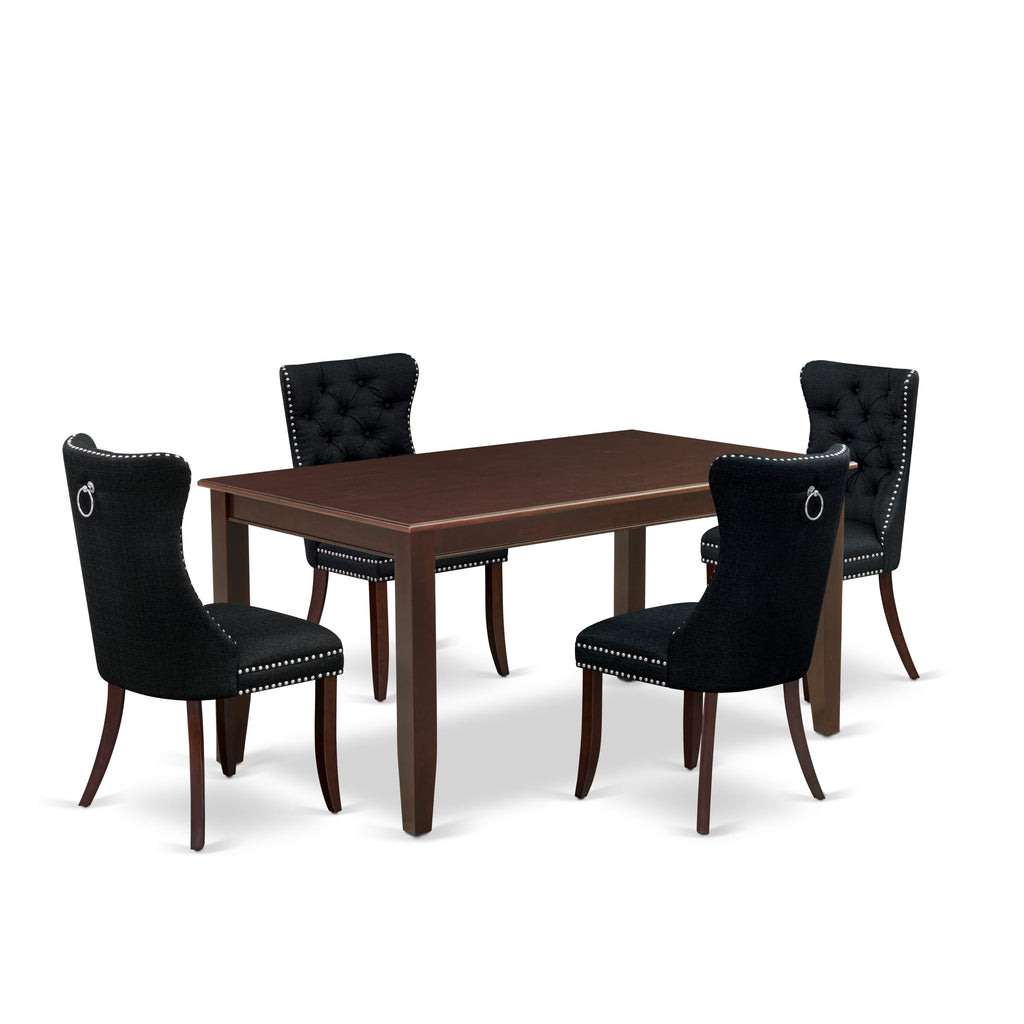 East West Furniture DUDA5-MAH-24 5 Piece Kitchen Table & Chairs Set Consists of a Rectangle Dining Table and 4 Upholstered Chairs, 36x60 Inch, Mahogany