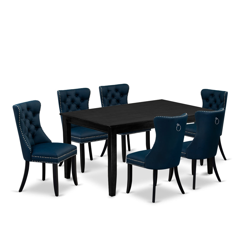 East West Furniture DUDA7-BLK-29 7 Piece Kitchen Table Set Includes a Rectangle Dining Table and 6 Padded Parson Chairs, 36x60 Inch, Black