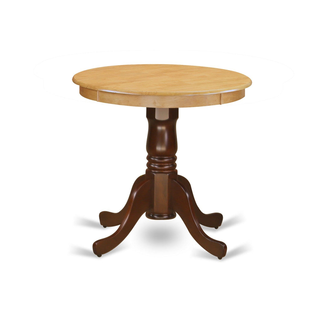 East West Furniture EMT-OMA-TP Eden Dining Room Table - a Round kitchen Table Top with Pedestal Base, 30x30 Inch, Oak & Mahogany