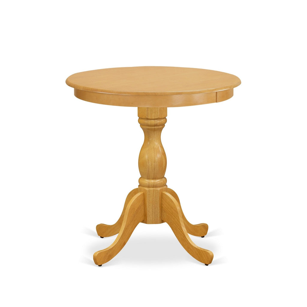 East West Furniture EST-OAK-TP Eden Kitchen Dining Table - a Round Wooden Table Top with Pedestal Base, 30x30 Inch, Oak