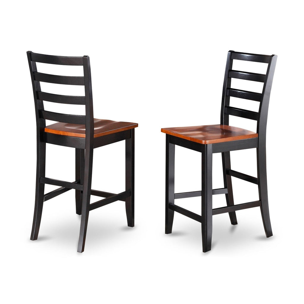East West Furniture EDFA3-BLK-W 3 Piece Kitchen Counter Set for Small Spaces Contains a Round Dining Room Table with Pedestal and 2 Dining Chairs, 30x30 Inch, Black & Cherry