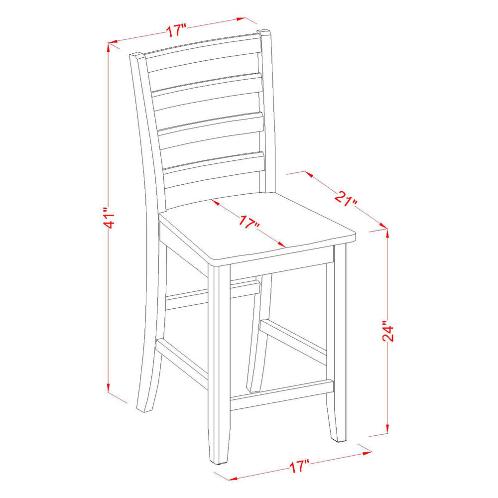 East West Furniture TRFA3-BLK-W 3 Piece Counter Height Dining Set for Small Spaces Contains a Round Dining Room Table and 2 Wooden Seat Chairs, 42x42 Inch, Black & Cherry