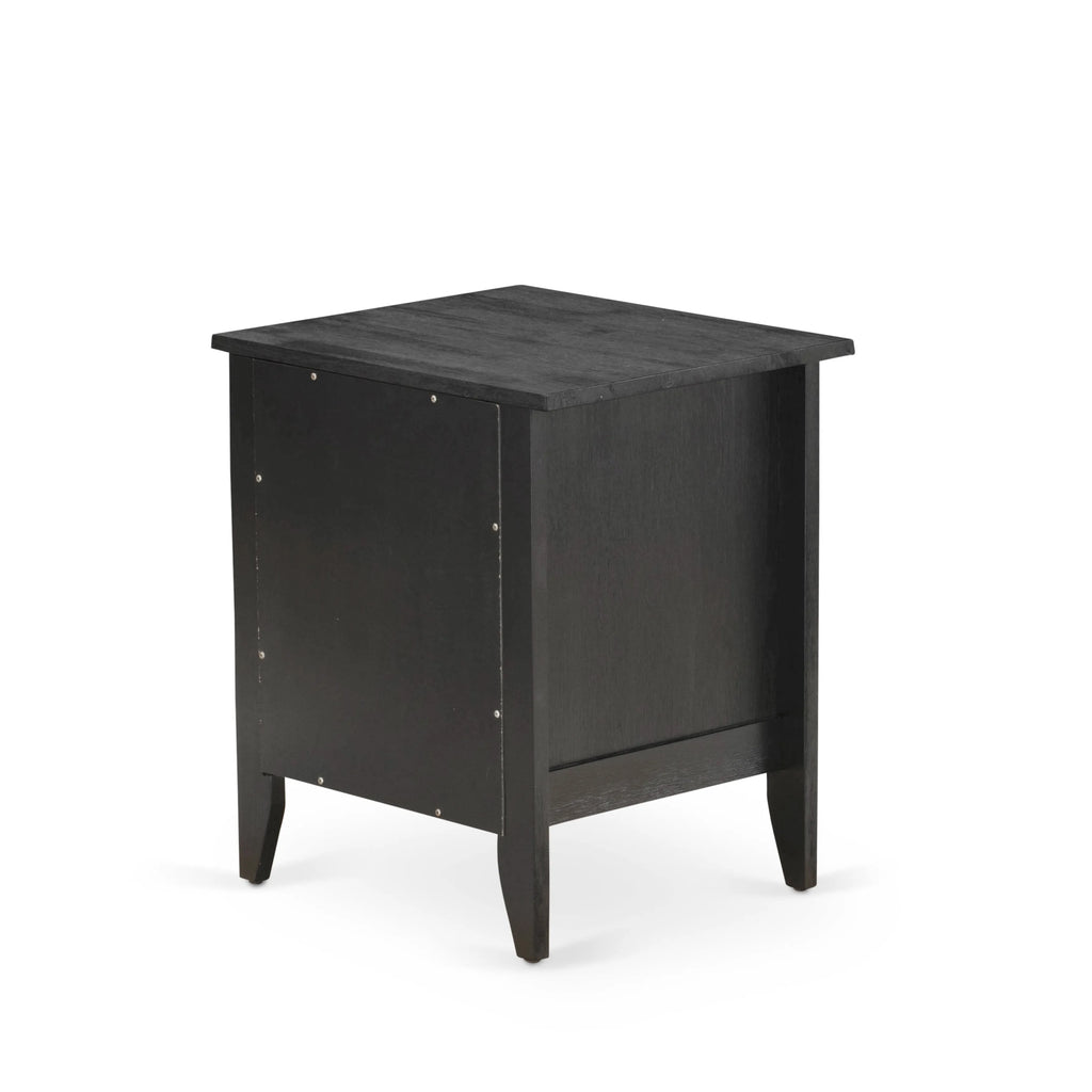 East West Furniture GA-06-ET Gallatin Bedside Table - Rectangle Night Stand with a Drawer for Bedroom, 18x21 Inch, Wirebrushed Black