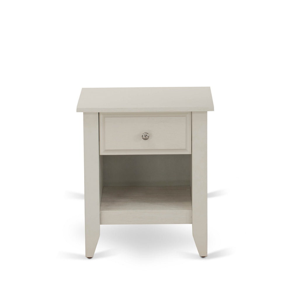 East West Furniture GA-0C-ET Gallatin Night Stand - Rectangle End Table with a Drawer for Bedroom, 18x21 Inch, Wirebrushed Buttercream