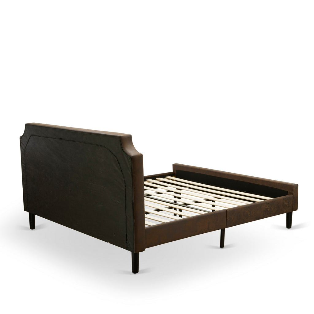 GBF-25-K Granbury King Size Platform Bed Frame - Black Textured Upholstered Headboard, Footboard and Wood Rails, Slats - Wooden 9 Legs with Full Support King Bed - Black Finish