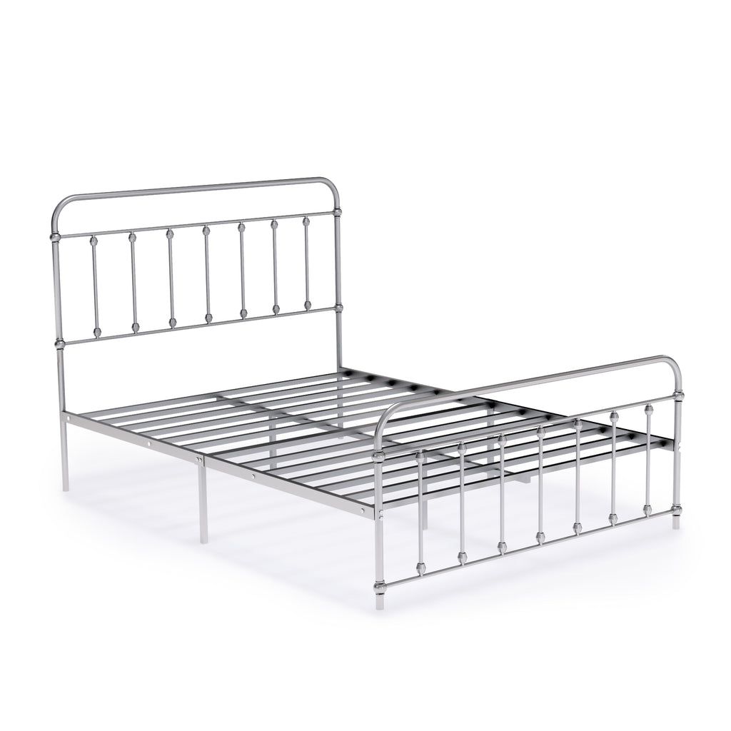 GDFBSIL Garland Full Bed Frame with 6 Metal Legs - Magnificent Bed Frame in Powder Coating Silver Color