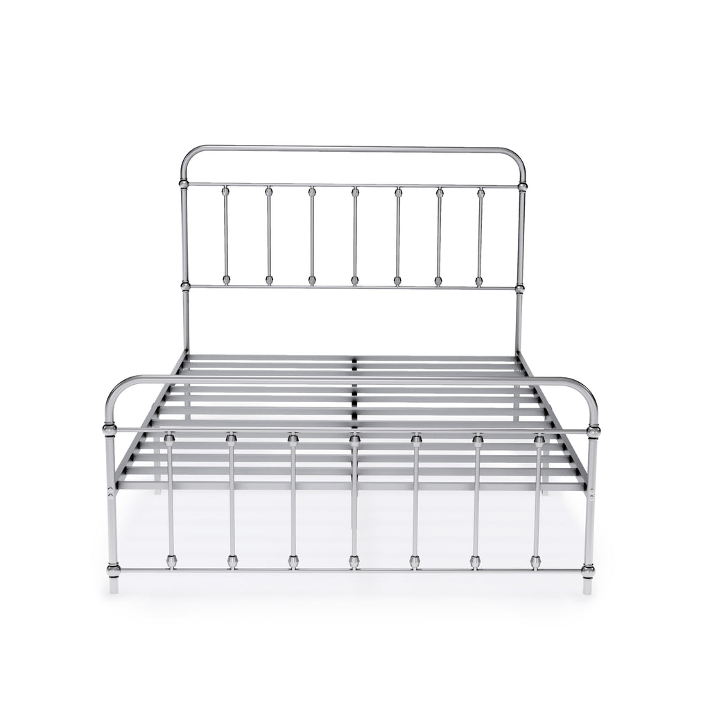 GDFBSIL Garland Full Bed Frame with 6 Metal Legs - Magnificent Bed Frame in Powder Coating Silver Color