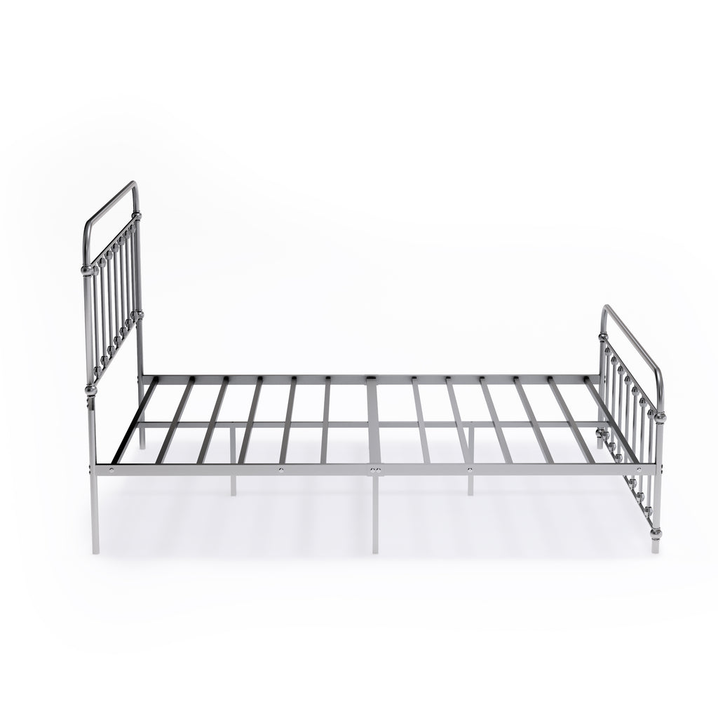 GDFBSIL Garland Full Bed Frame with 6 Metal Legs - Magnificent Bed Frame in Powder Coating Silver Color