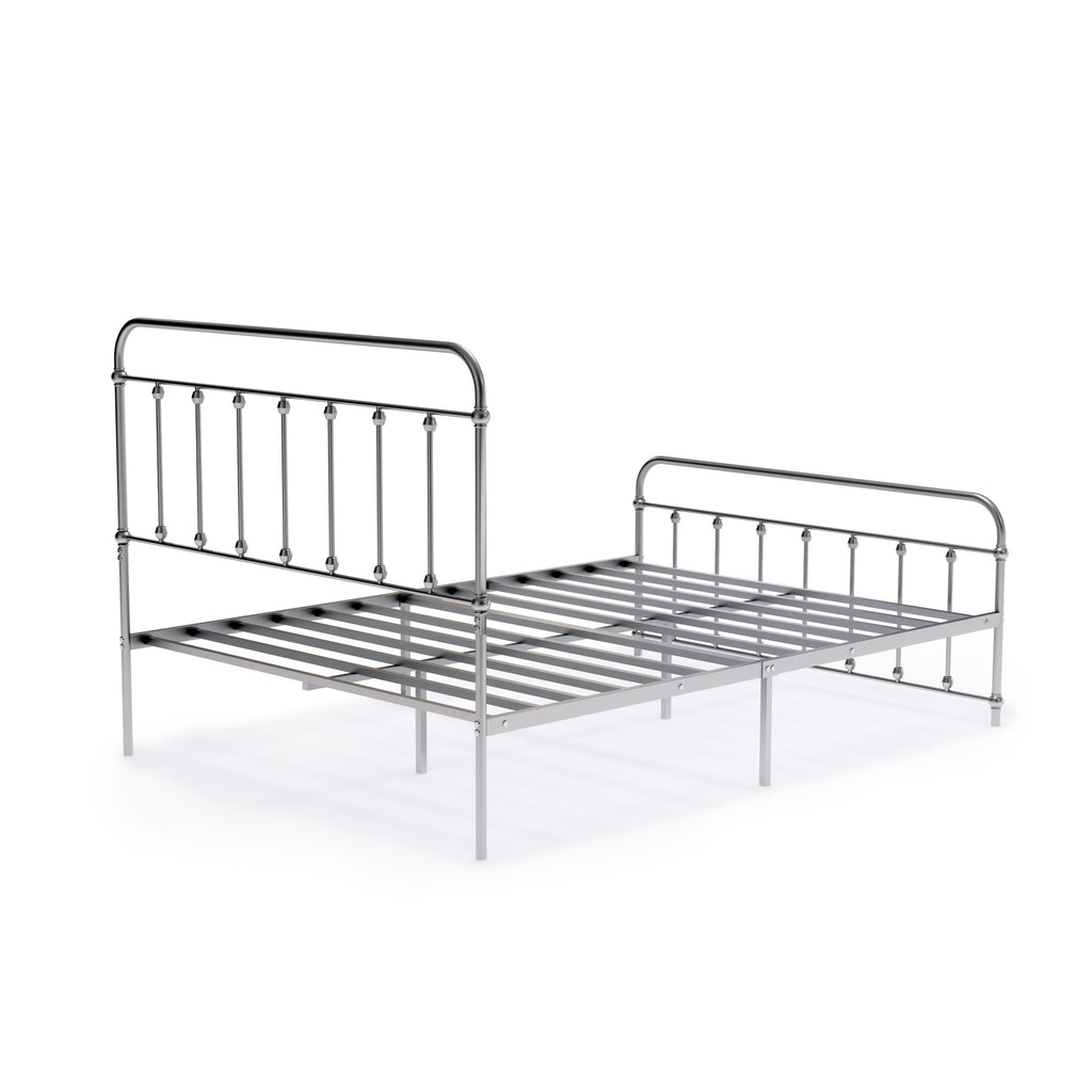 GDFBSIL Garland Full Bed Frame with 6 Metal Legs - Magnificent Bed Frame in Powder Coating Silver Color