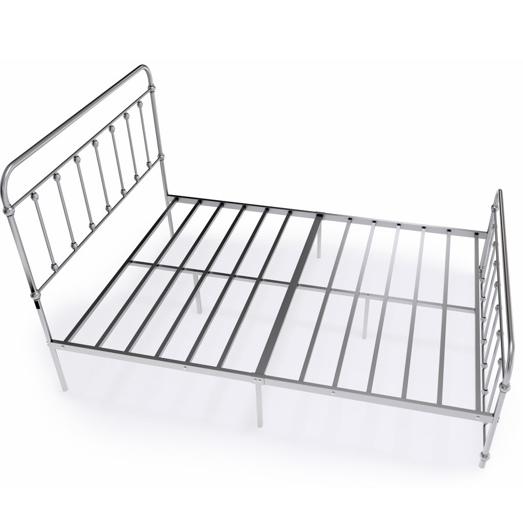 GDFBSIL Garland Full Bed Frame with 6 Metal Legs - Magnificent Bed Frame in Powder Coating Silver Color