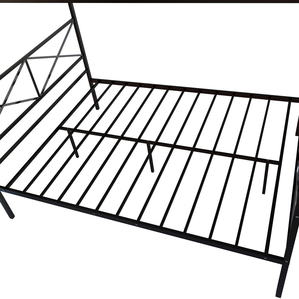 GEQCBLK Glendale Platform Bed Frame with Modern Style Headboard and Footboard - Canopy Metal Frame in Powder Coating Black