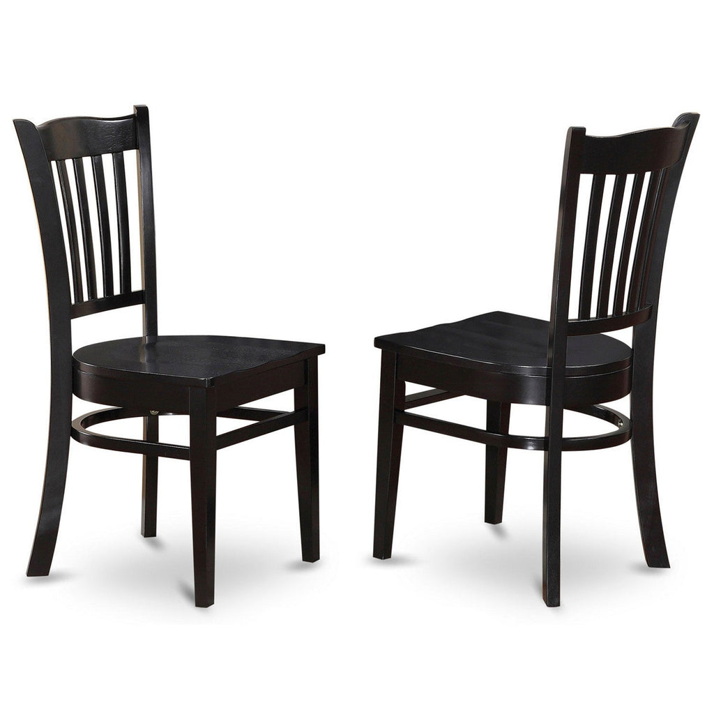 East West Furniture GRC-BLK-W Groton Dining Chairs - Slat Back Wood Seat Kitchen Chairs, Set of 2, Black