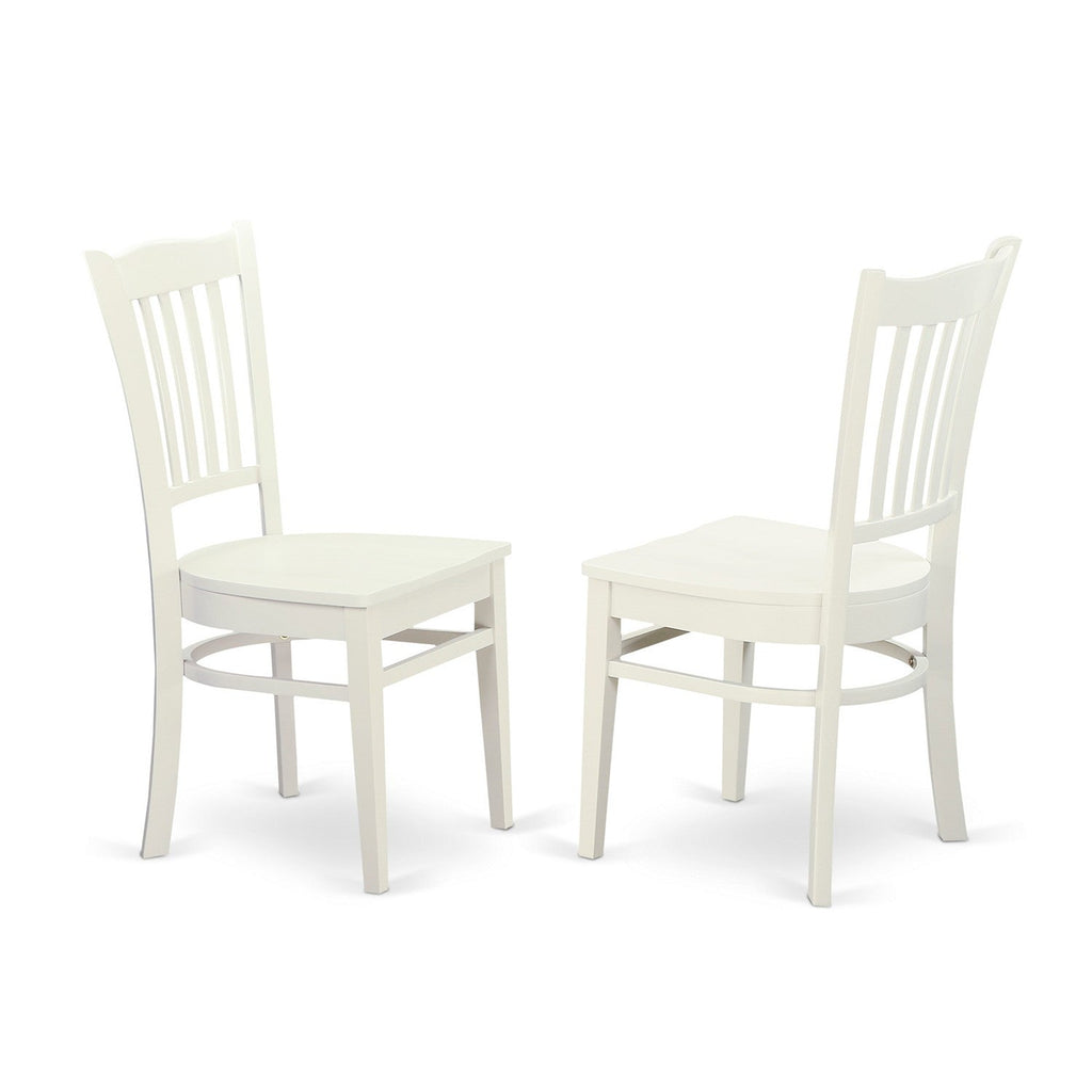 East West Furniture GRC-WHI-W Groton Dining Chairs - Slat Back Wooden Seat Chairs, Set of 2, Linen White