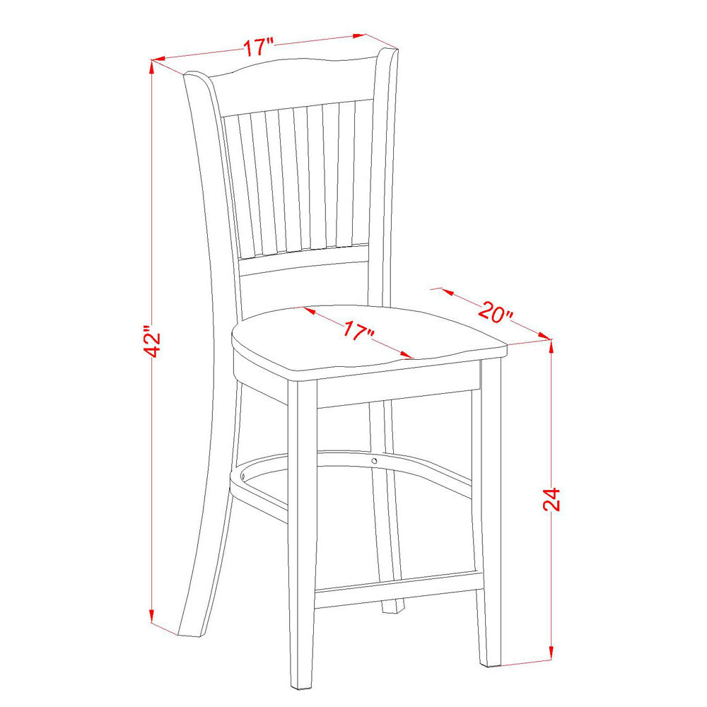 East West Furniture GRS-OAK-W Groton Counter Height Stools - Slat Back Wood Seat Chairs, Set of 2, Oak