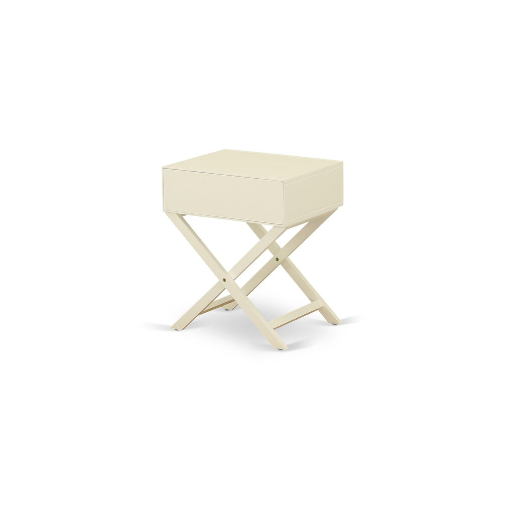 HANE05 Hamilton Square Night Stand End Table With Drawer in White Finish