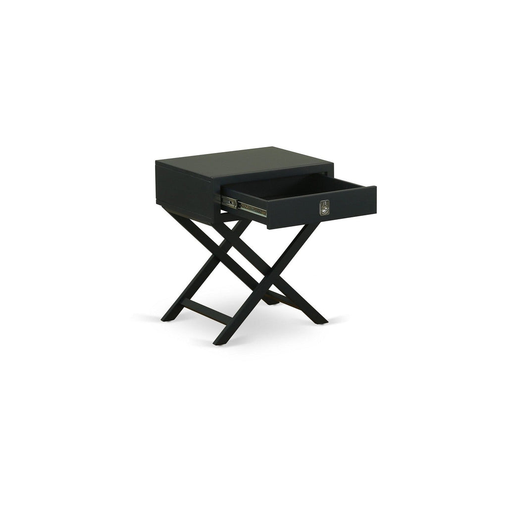 HANE11 Hamilton Square Night Stand End Table With Drawer in Black Finish