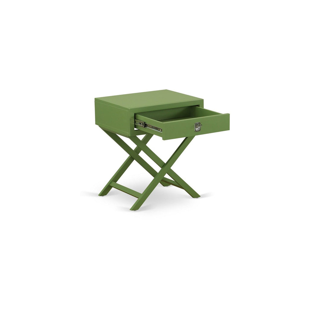 HANE12 Hamilton Square Night Stand End Table With Drawer in Clover Green Finish