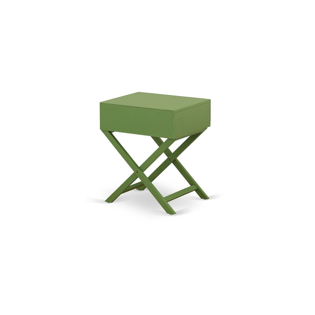 HANE12 Hamilton Square Night Stand End Table With Drawer in Clover Green Finish