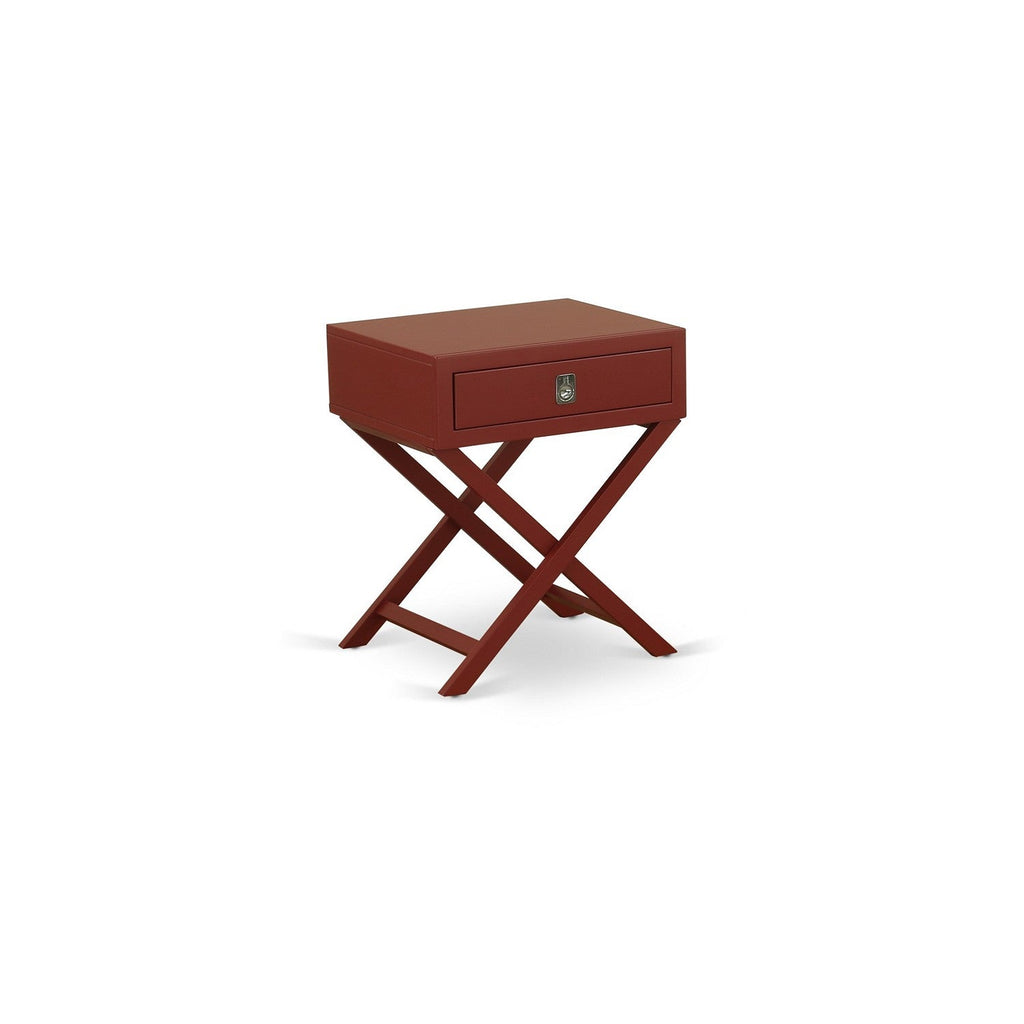 HANE13 Hamilton Square Night Stand End Table With Drawer in Burgundy Finish