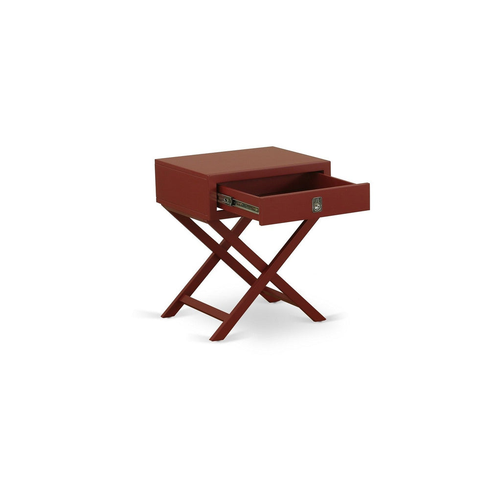 HANE13 Hamilton Square Night Stand End Table With Drawer in Burgundy Finish