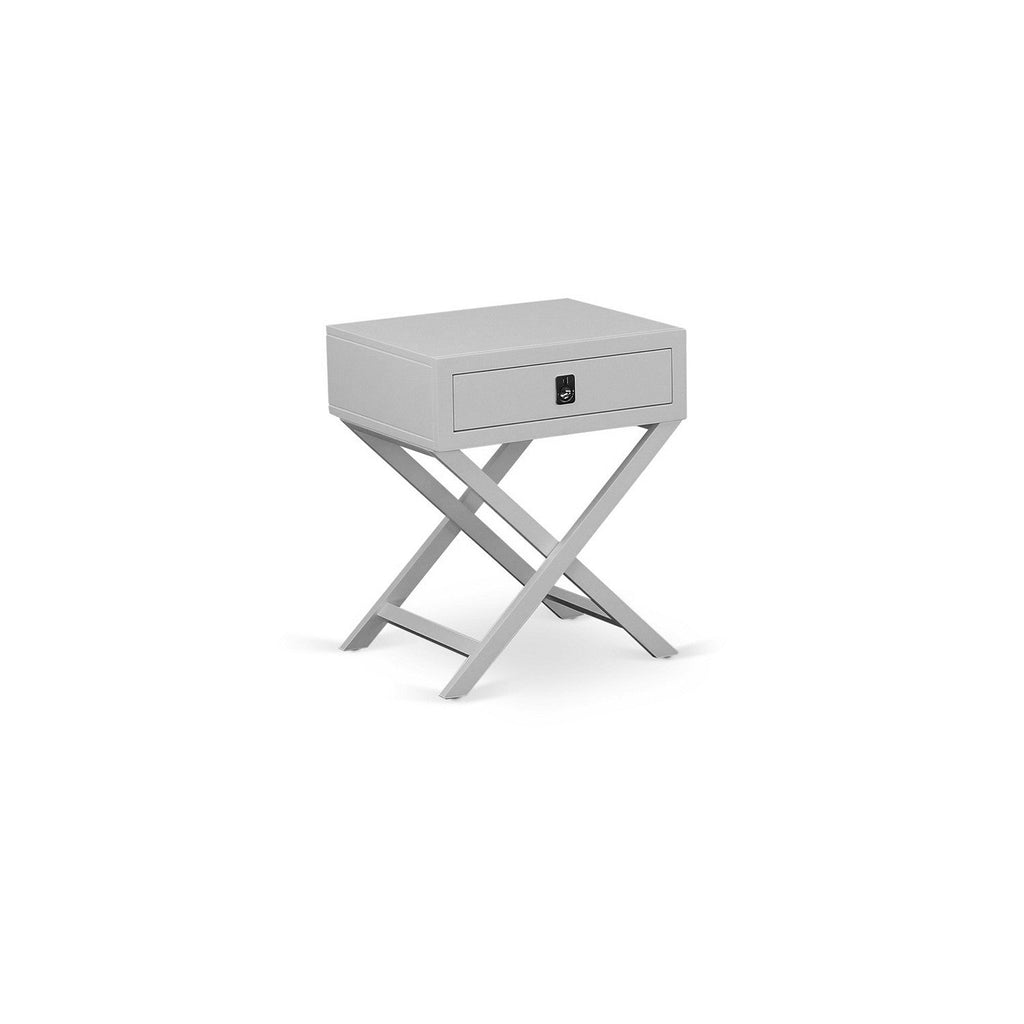 HANE14 Hamilton Square Night Stand End Table With Drawer in Urban Gray Finish