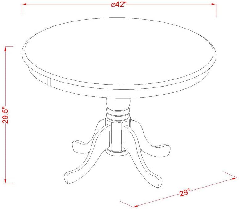 East West Furniture HBMZ3-AB6-06 3 Piece Kitchen Table Set Contains a Round Dining Table with Pedestal and 2 Shitake Linen Fabric Upholstered Chairs, 42x42 Inch, Wirebrushed Black
