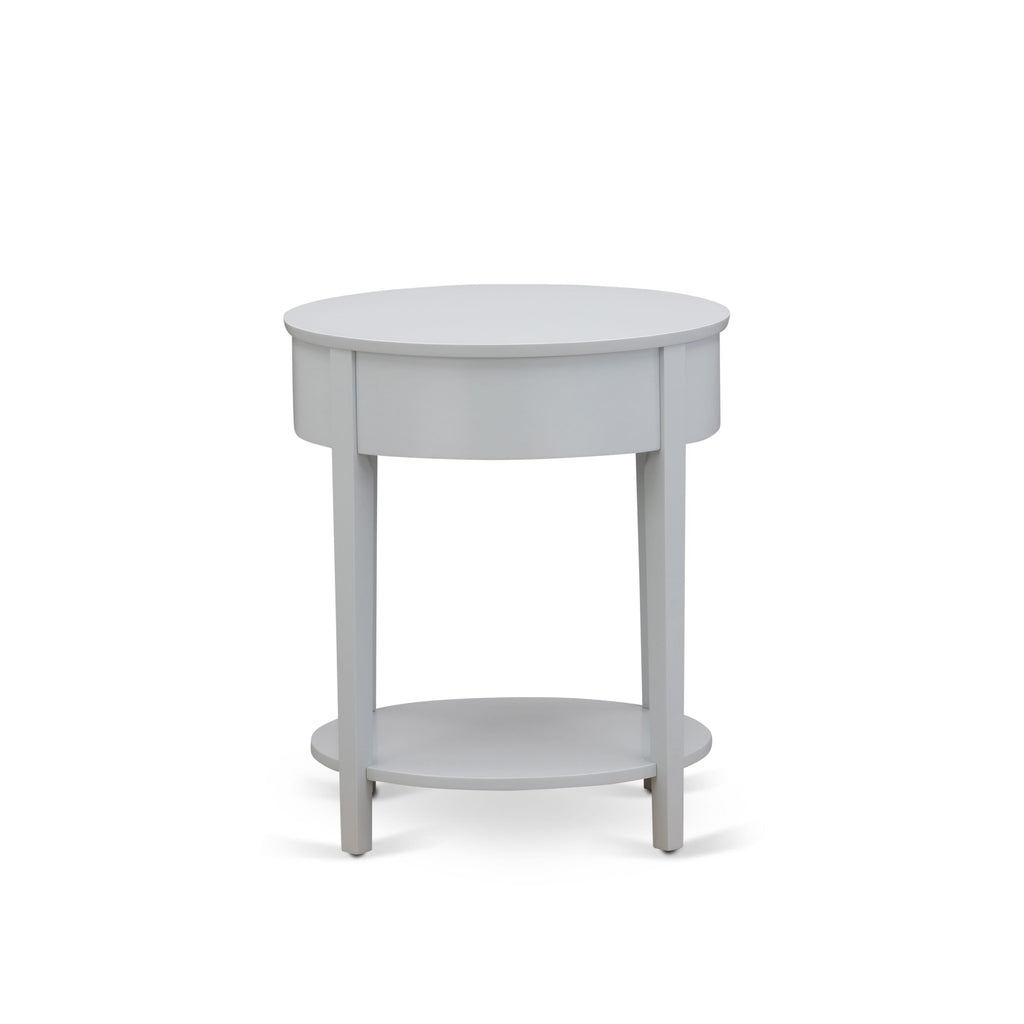 HI-14-ET Round Nightstand with Drawer, Stable and Sturdy Constructed - Urban Gray Finish