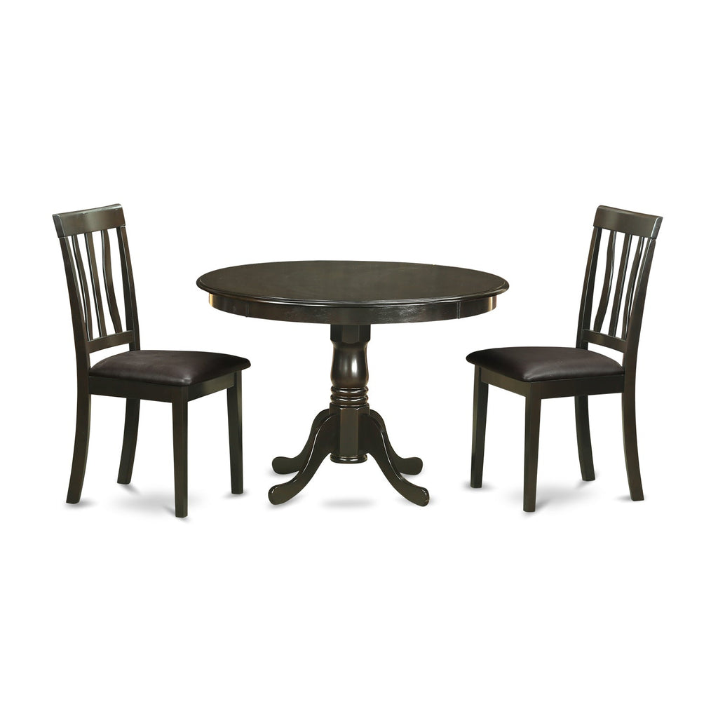 HLAN3-CAP-LC 3Pc Dinette Set - 42" Round Table and 2 Dining Chairs - Cappuccino Color