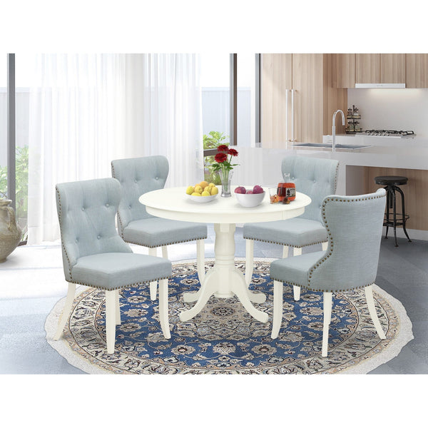 East West Furniture 5 Piece Mahogany Finish Solid Wood Top   Dining Room Set With Dropleaf   Seats 4 Breakfast Table PSNO5 MAH C 440 HD   The Home Depot