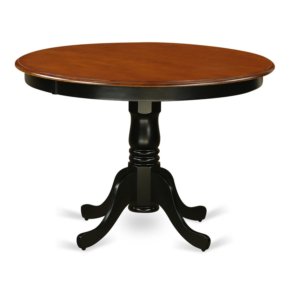 East West Furniture HLAV5-BCH-W 5 Piece Modern Dining Table Set Includes a Round Wooden Table with Pedestal and 4 Kitchen Dining Chairs, 42x42 Inch, Black & Cherry