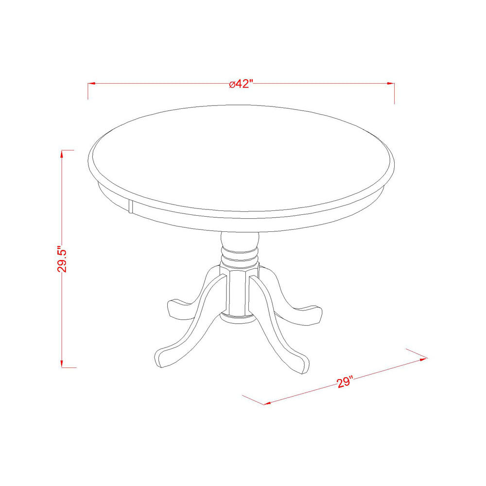 East West Furniture HLWE3-BMK-W 3 Piece Dinette Set for Small Spaces Contains a Round Dining Table with Pedestal and 2 Dining Chairs, 42x42 Inch, Buttermilk & Cherry