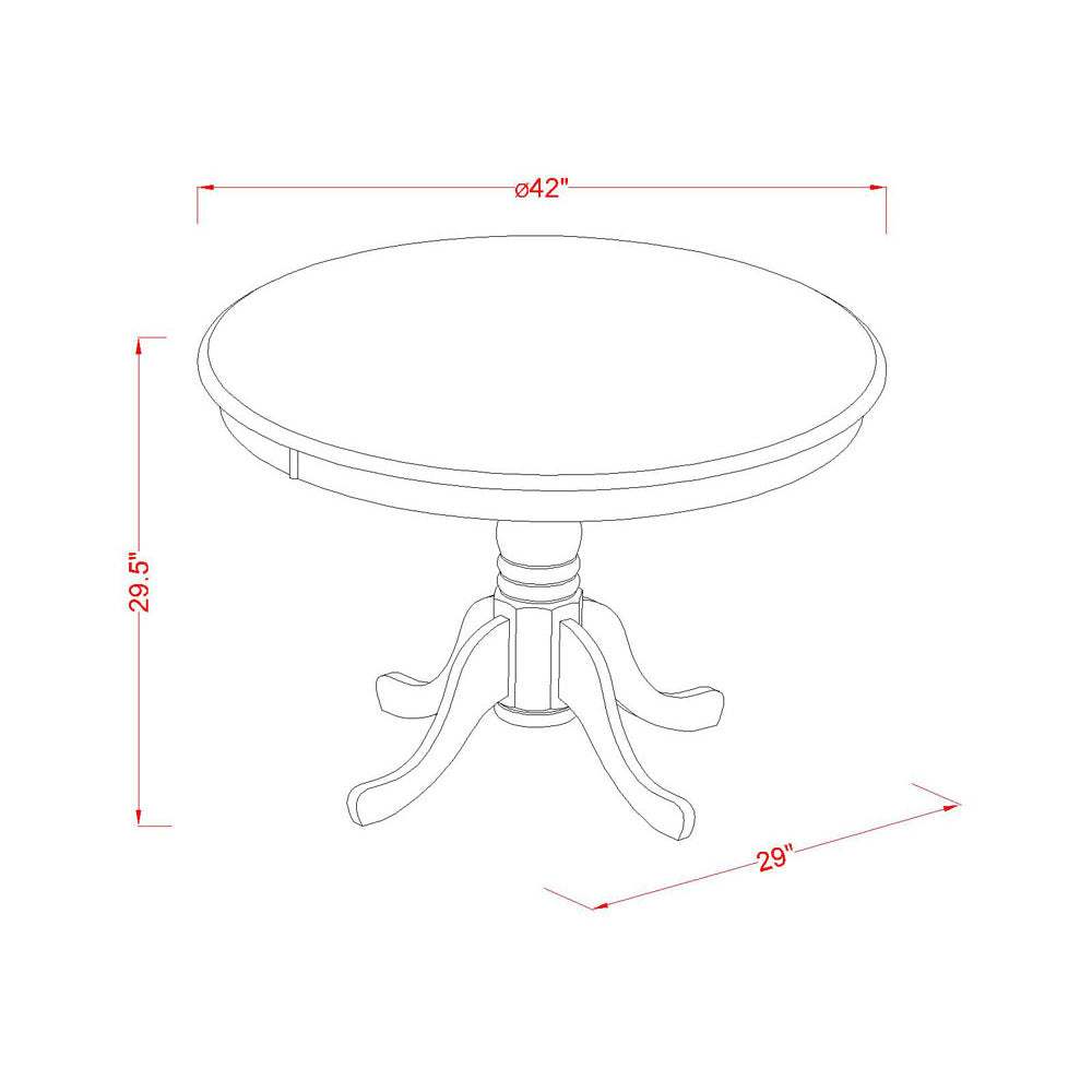 East West Furniture HLPF3-CAP-W 3 Piece Kitchen Table & Chairs Set Contains a Round Dining Table with Pedestal and 2 Dining Room Chairs, 42x42 Inch, Cappuccino
