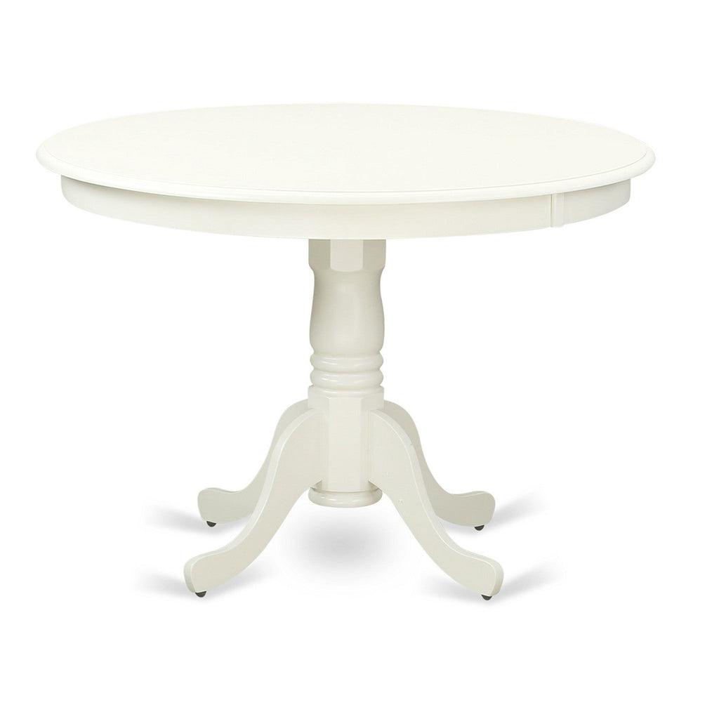 East West Furniture HLDA3-LWH-W 3 Piece Dinette Set for Small Spaces Contains a Round Dining Table with Pedestal and 2 Dining Room Chairs, 42x42 Inch, Linen White