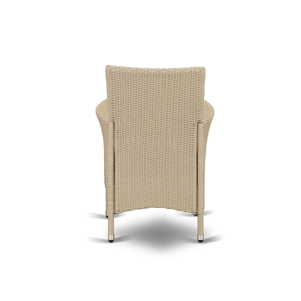 East West Furniture HVLC153V Valencia Patio Bistro Wicker Dining Chairs with Cushion, Set of 2, Cream